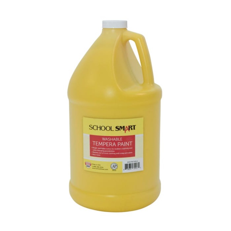 School Smart Washable Tempera Paint, Yellow, 1 Gallon Bottle
