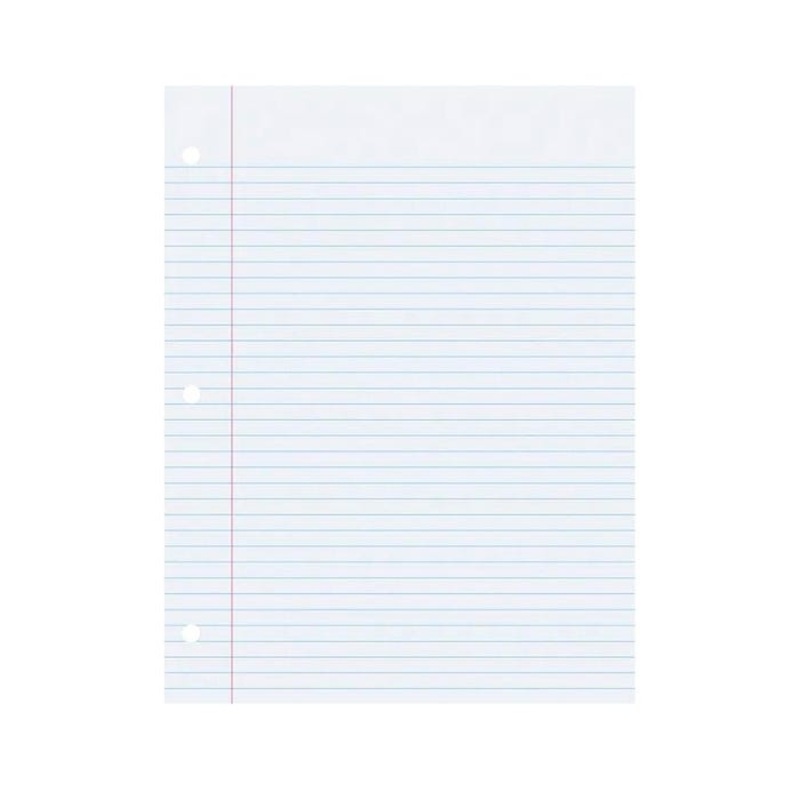 School Smart 3-Hole Punched Filler Paper w/ Red Margin, 8-1/2 x 11 Inches, Wide Ruled, 500 Sheets