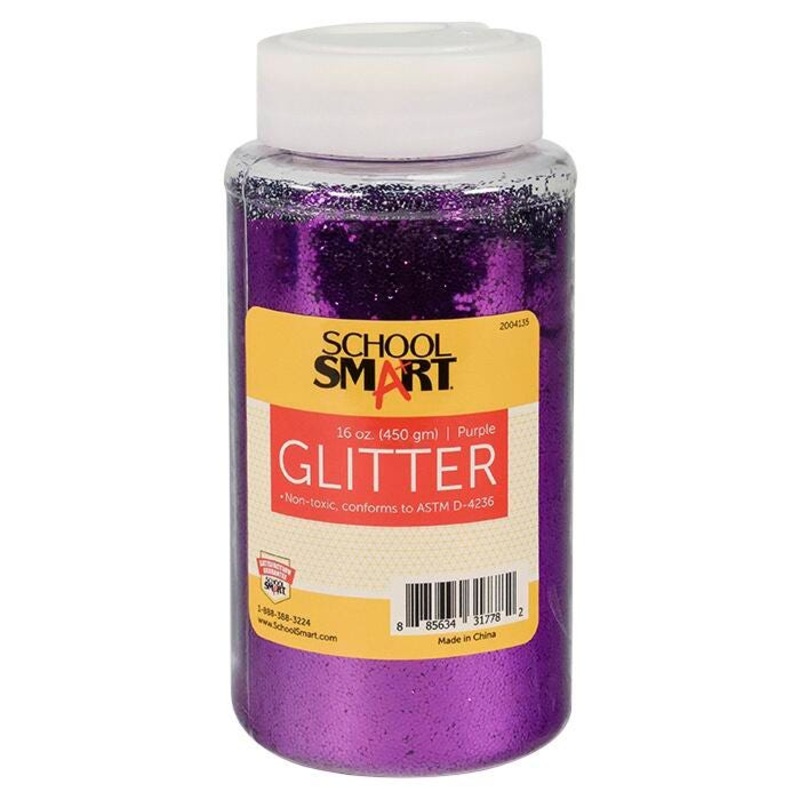 School Smart Craft Glitter, 1 Pound Jar, Purple