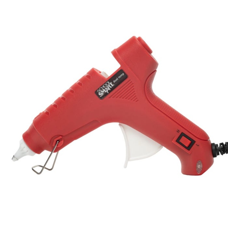 School Smart Dual Temperature Glue Gun, Full Size Standard, 40 Watt, Red