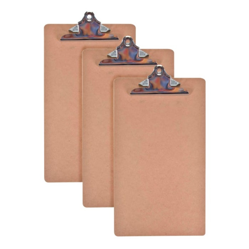 School Smart Masonite Clipboard, 9 x 15-1/2 Inches, Legal Size, Brown, Pack of 3