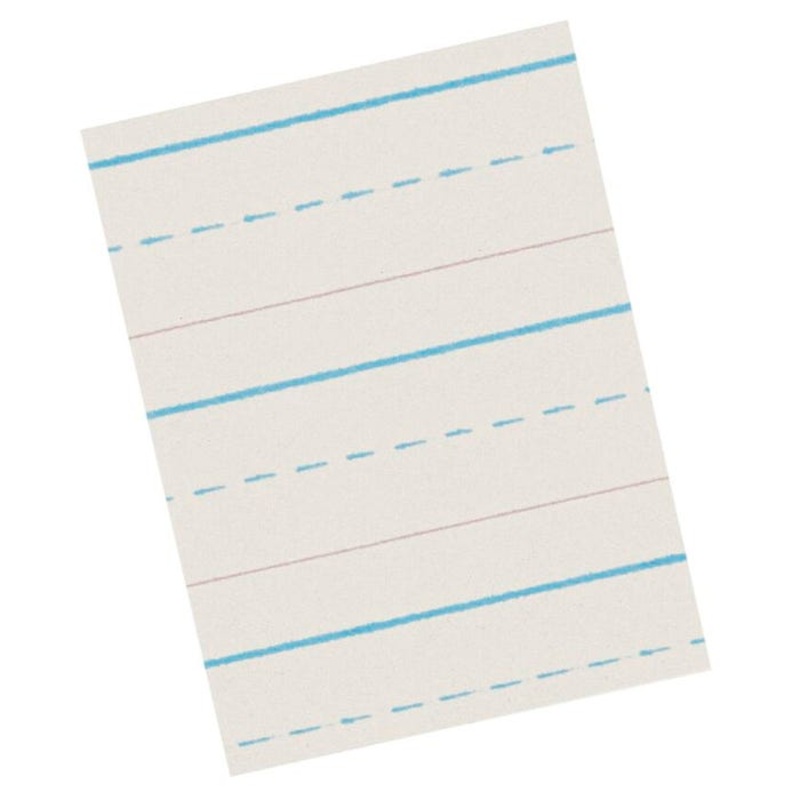 School Smart Red & Blue Newsprint Paper, 1/2 Inch Long Way Ruled, 11 x 8-1/2 Inches, 500 Sheets