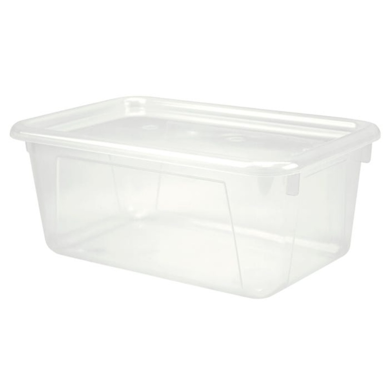 School Smart Storage Tote and Lid, 8 x 12-3/8 x 5-3/8 Inches, Translucent