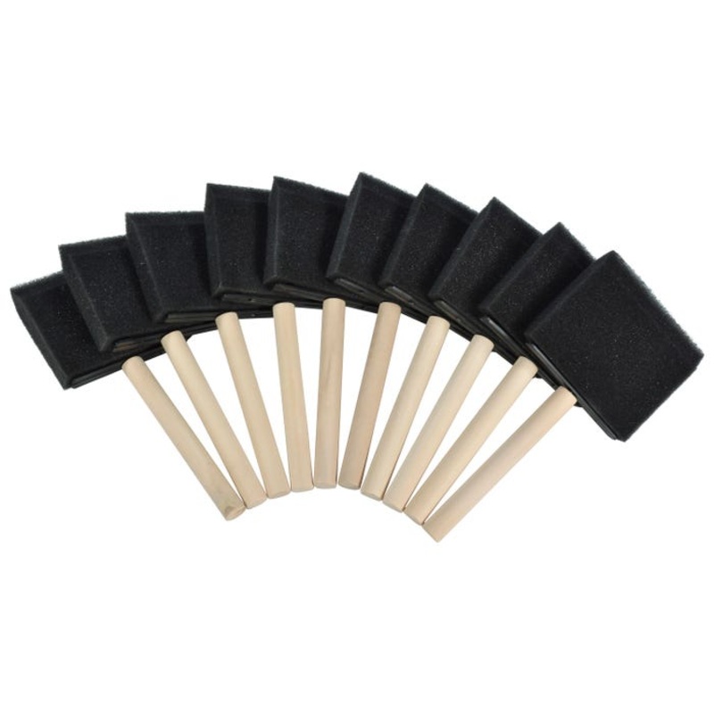 School Smart Wedge Foam Paint Brushes, 3 Inches, Pack of 10
