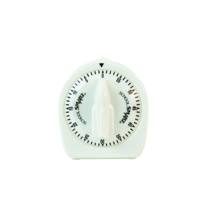 School Smart Wind Up Timer, 60 Minutes, White