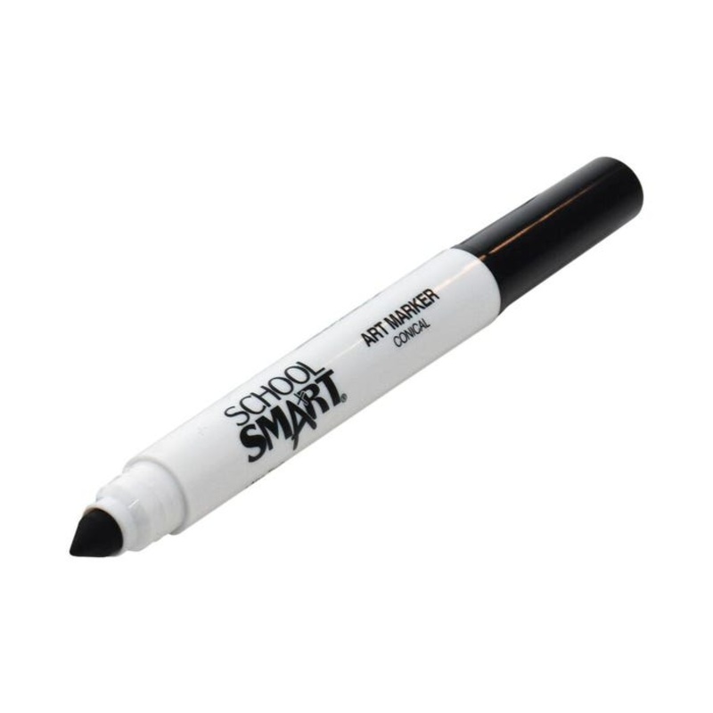 School Smart Art Markers, Conical Tip, Black, Pack of 12