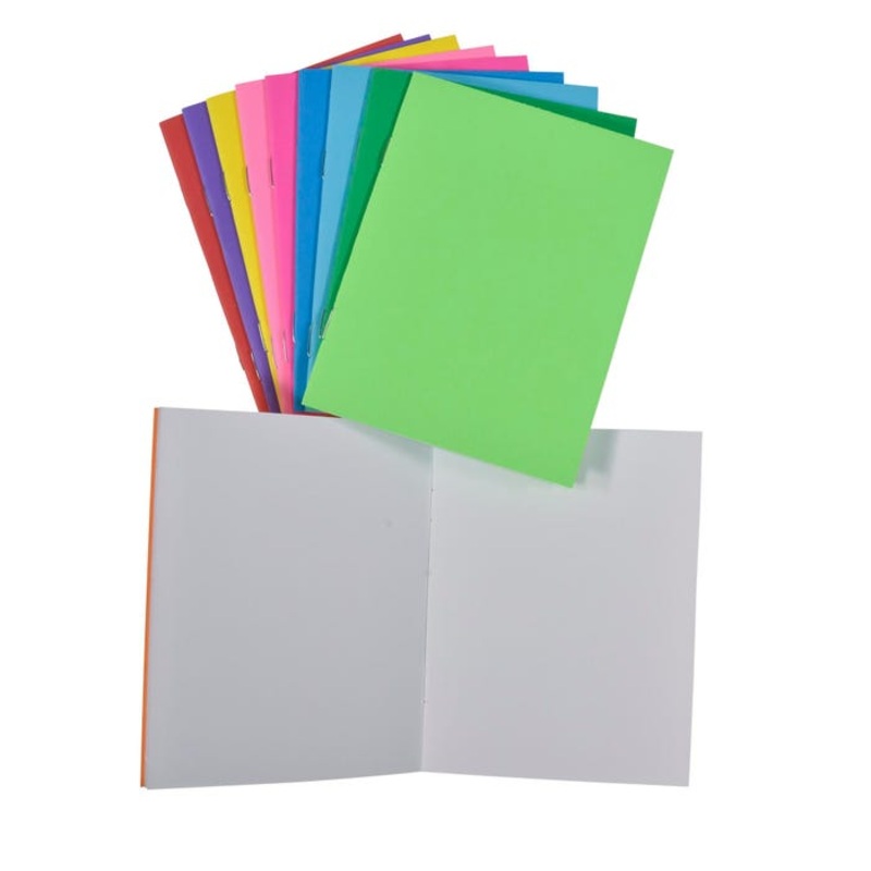 School Smart Bright Blank Books, 4-1/4 x 5 Inches, Assorted Colors, 12 Sheets, Pack of 10