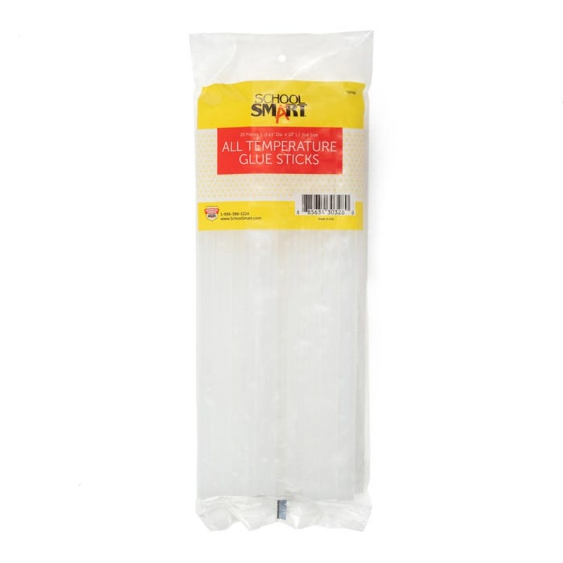 School Smart Dual Temperature Glue Stick Refills, 0.43 x 10 Inches, Clear, Pack of 20