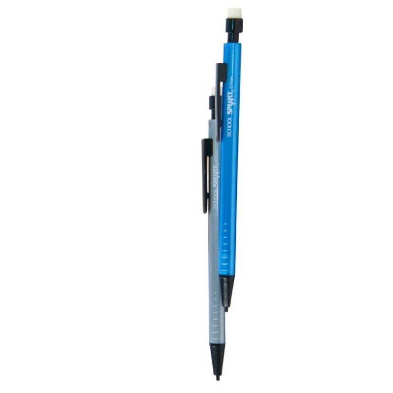 School Smart Mechanical Pencils with Eraser, 0.7 mm Tip, No 2 Lead, Assorted Colors, Pack of 12