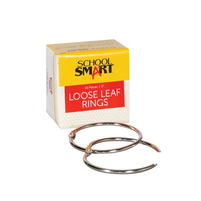 School Smart Nickel Plated Steel Loose Leaf Ring, 3 Inch, Pack of 10