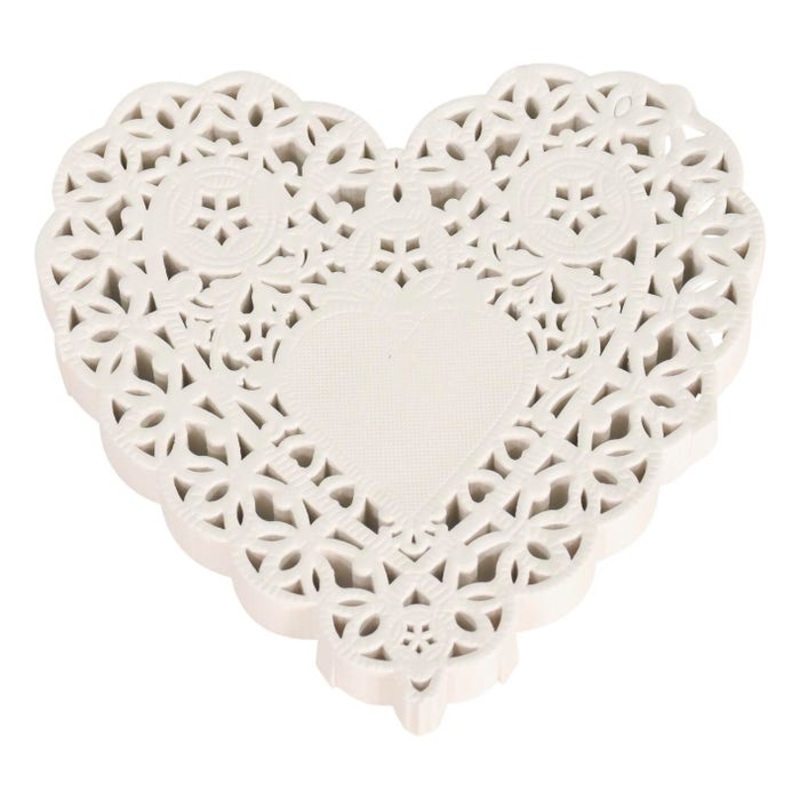 School Smart Paper Die-Cut Heart Lace Doily, 4 Inches, White, Pack of 100
