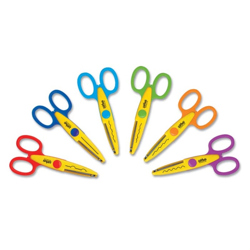 School Smart Paper Edger Scissor Set, Assorted Designs, Pack of 6