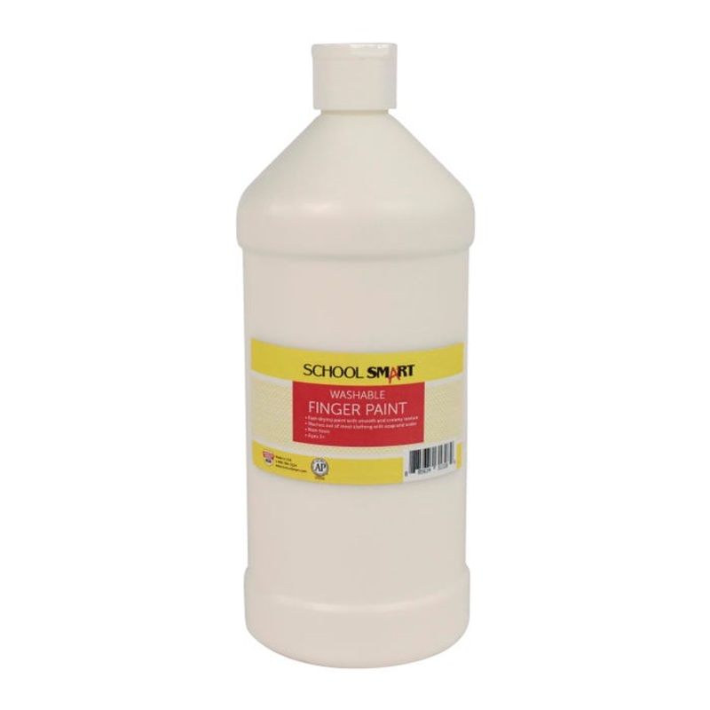 School Smart Washable Finger Paint, White, 1 Quart Bottle