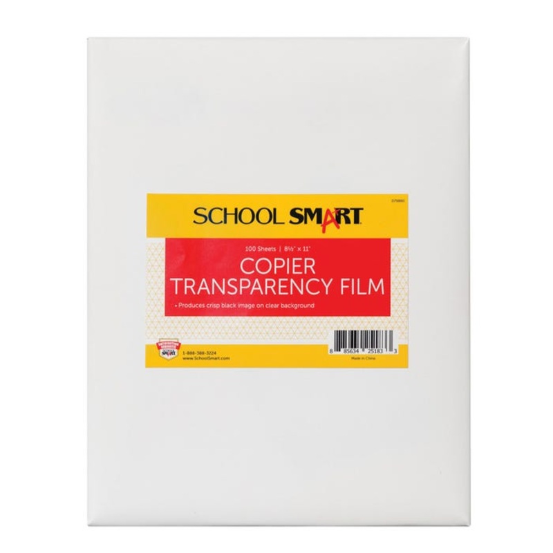 School Smart Copier Transparency Film without Sensing Strip, 8-1/2 x 11 Inches, Clear, Pack of 100