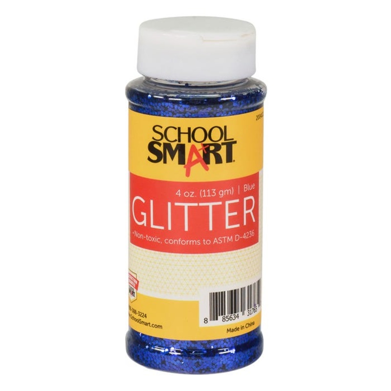 School Smart Craft Glitter, 4 Ounce Jar, Blue