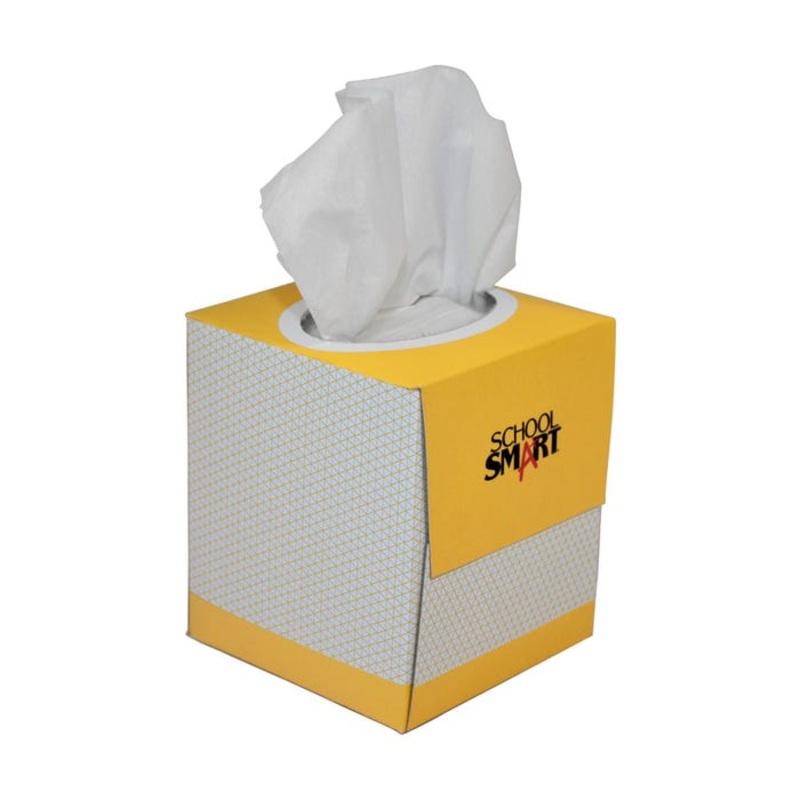 School Smart Facial Tissue, 85 Count, 2-Ply, Recycled, White