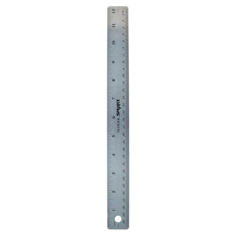 School Smart Flexible Stainless Steel Ruler with Cork Back, 12 Inches