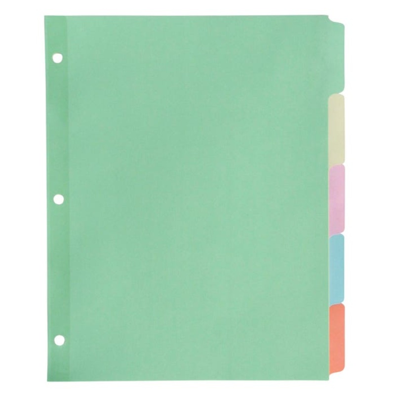 School Smart Paper Plastic Erasable Index 5-Tab, 8-1/2 x 11 Inches, Assorted Colors, 1 Set