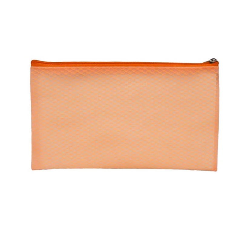 School Smart Pencil Case Pouch, Vinyl and Mesh, Orange