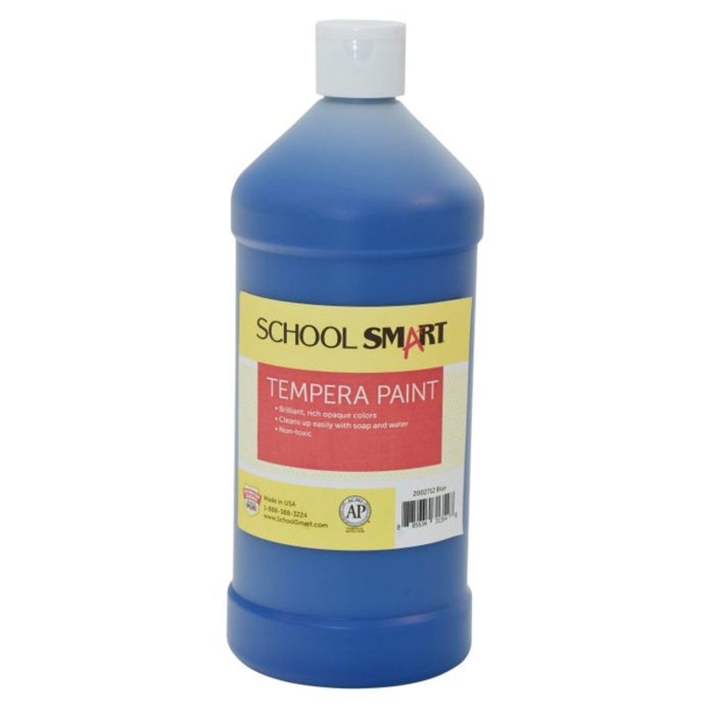 School Smart Tempera Paint, Blue, 1 Quart Bottle