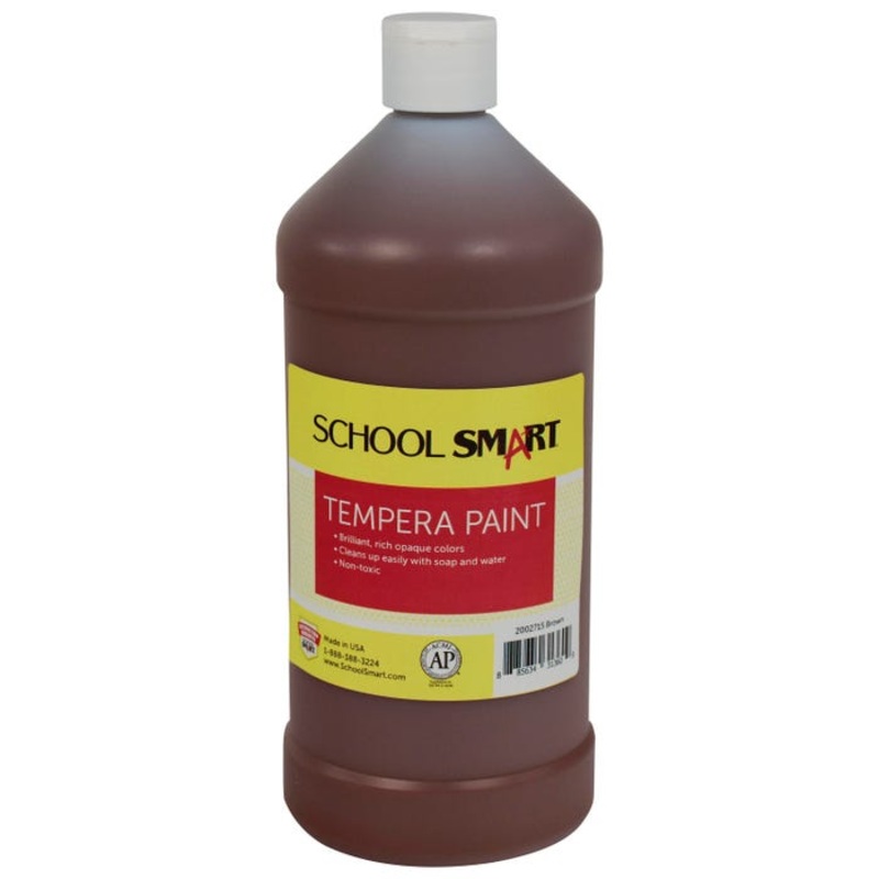School Smart Tempera Paint, Brown, 1 Quart Bottle