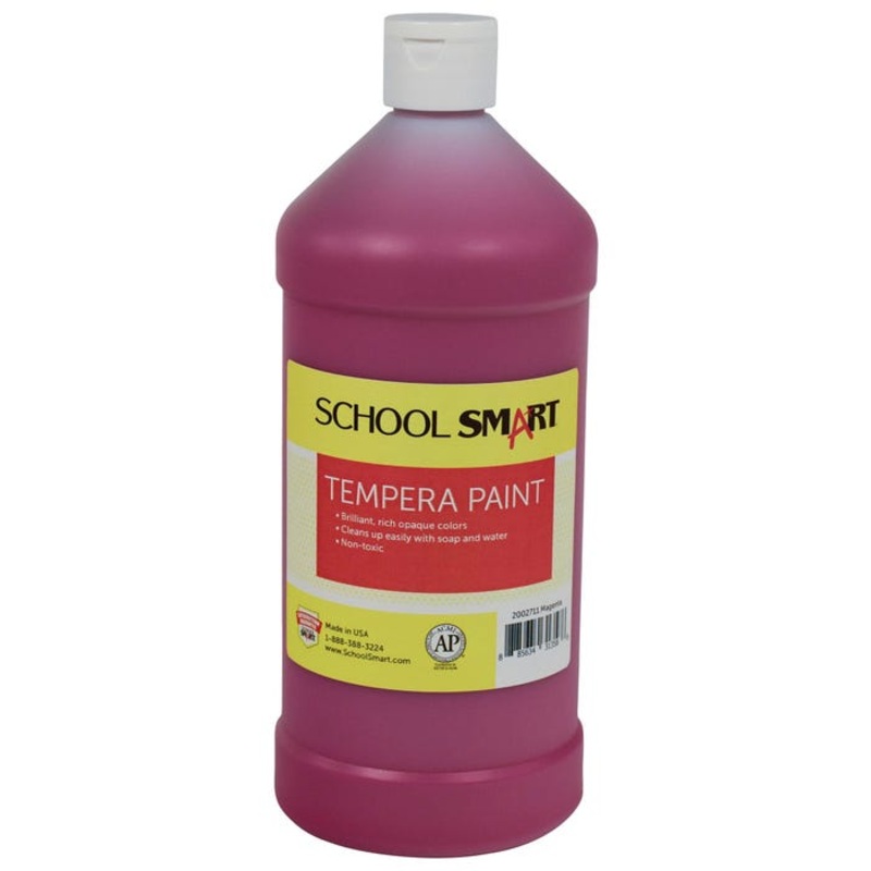 School Smart Tempera Paint, Magenta, 1 Quart Bottle