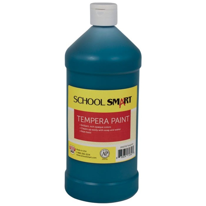 School Smart Tempera Paint, Turquoise, 1 Quart Bottle