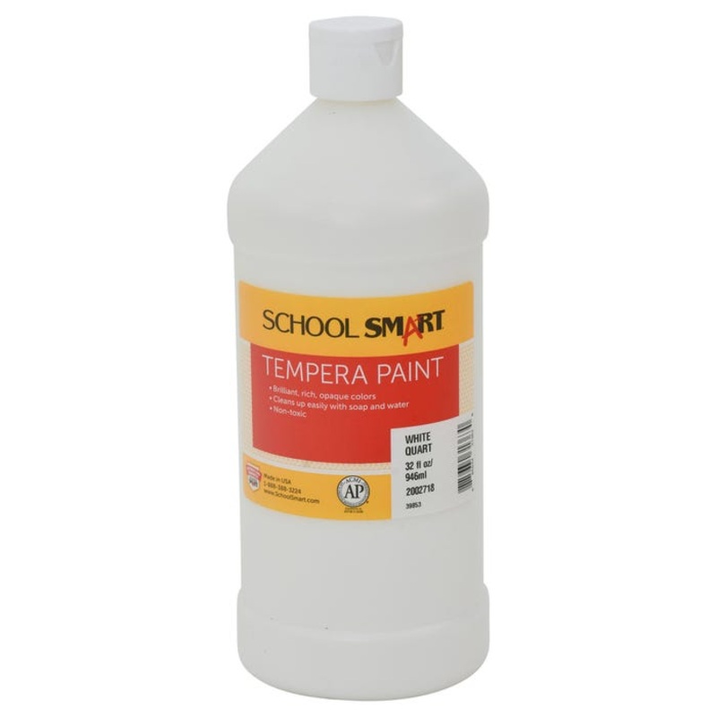 School Smart Tempera Paint, White, 1 Quart Bottle