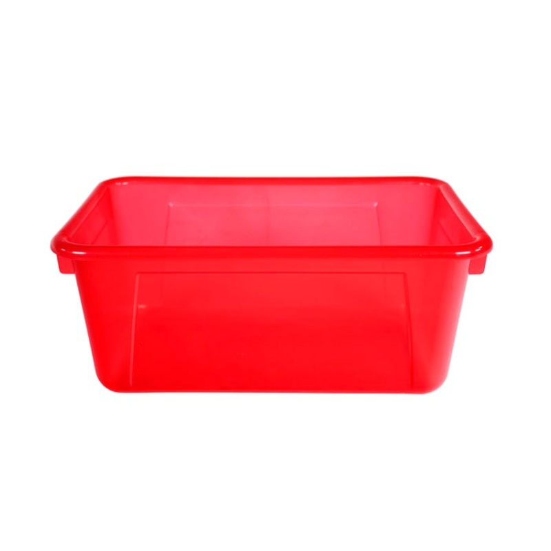 School Smart Translucent Storage Bin, 7-7/8 x 12-1/4 x 5-3/8 Inches, Red