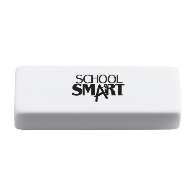 School Smart Vinyl Block Erasers, 2-1/2 x 7/8 x 1/2 Inches, White, Pack of 20