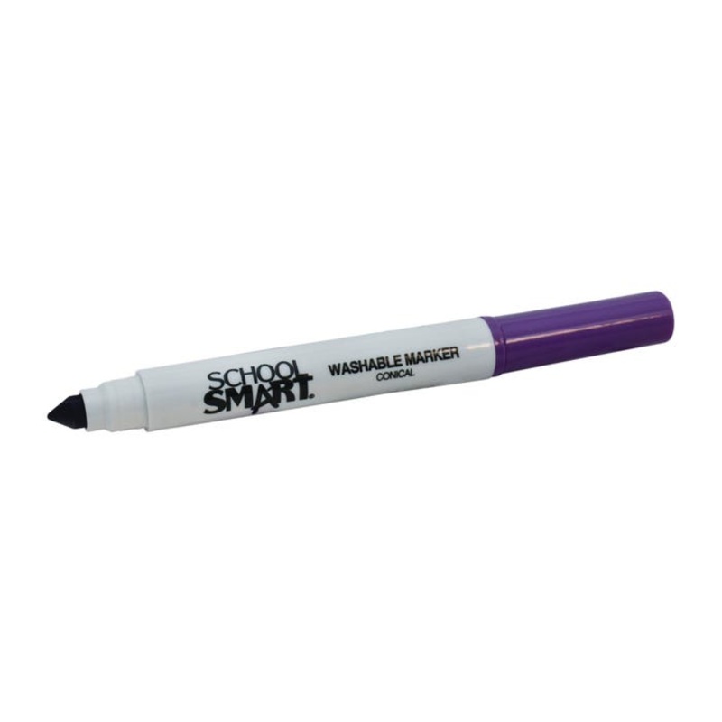 School Smart Washable Art Markers, Conical Tip, Purple, Pack of 12
