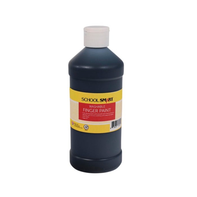 School Smart Washable Finger Paint, Black, 1 Pint Bottle