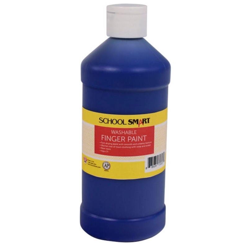 School Smart Washable Finger Paint, Blue, 1 Pint Bottle