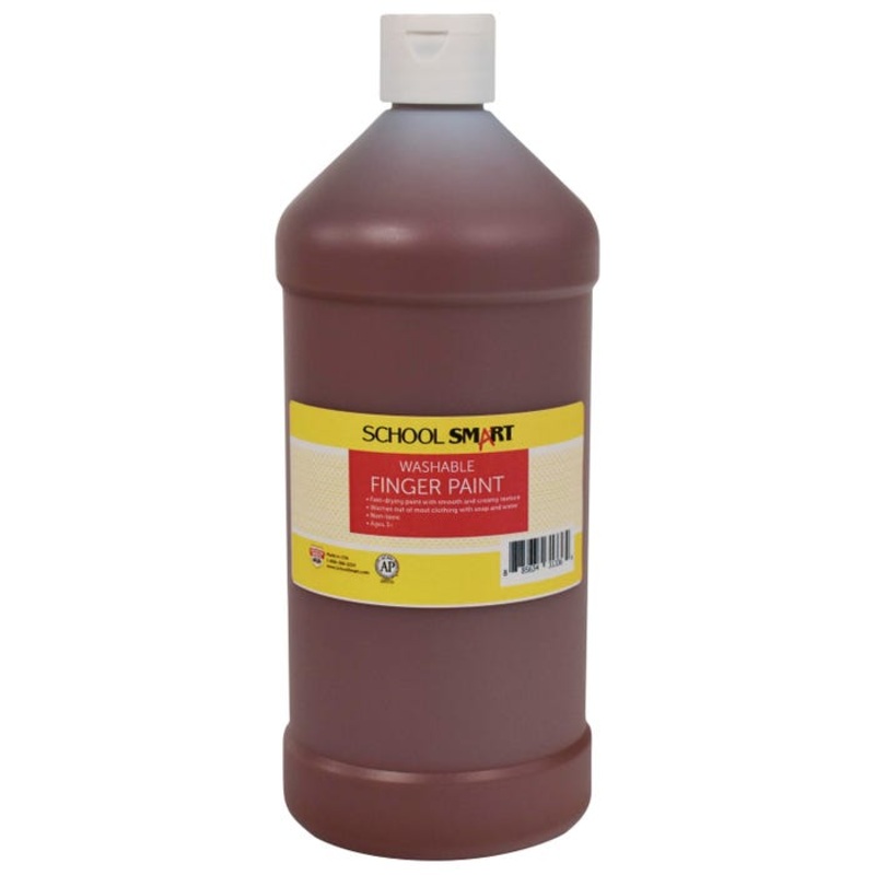 School Smart Washable Finger Paint, Brown, 1 Quart Bottle