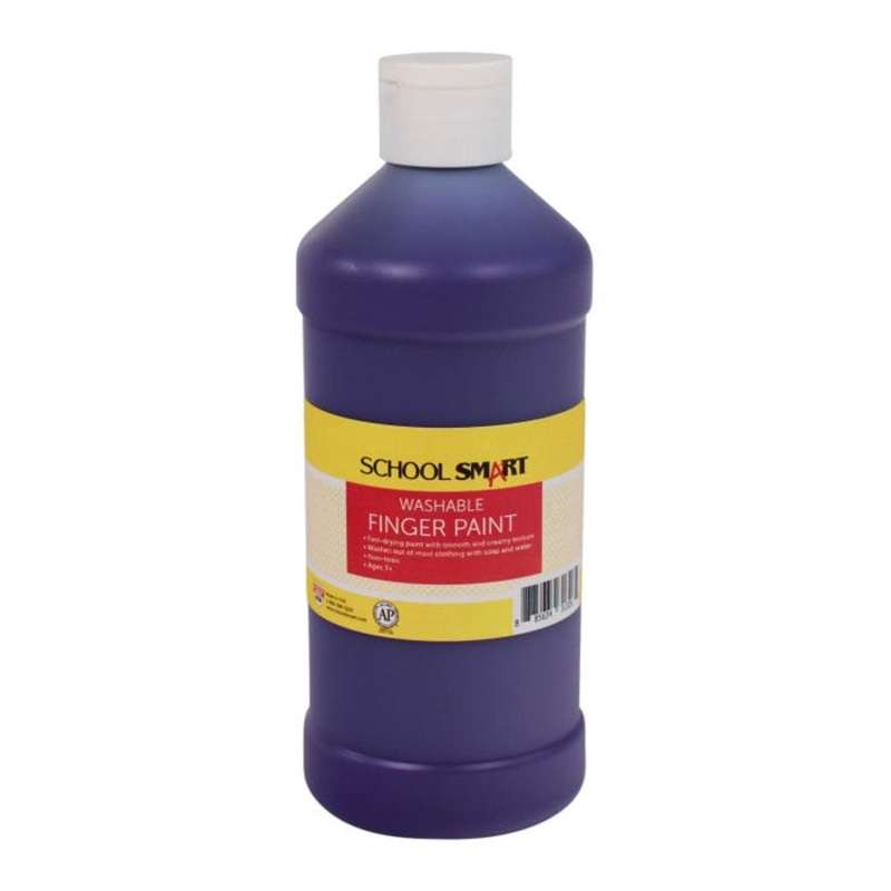 School Smart Washable Finger Paint, Purple, 1 Pint Bottle