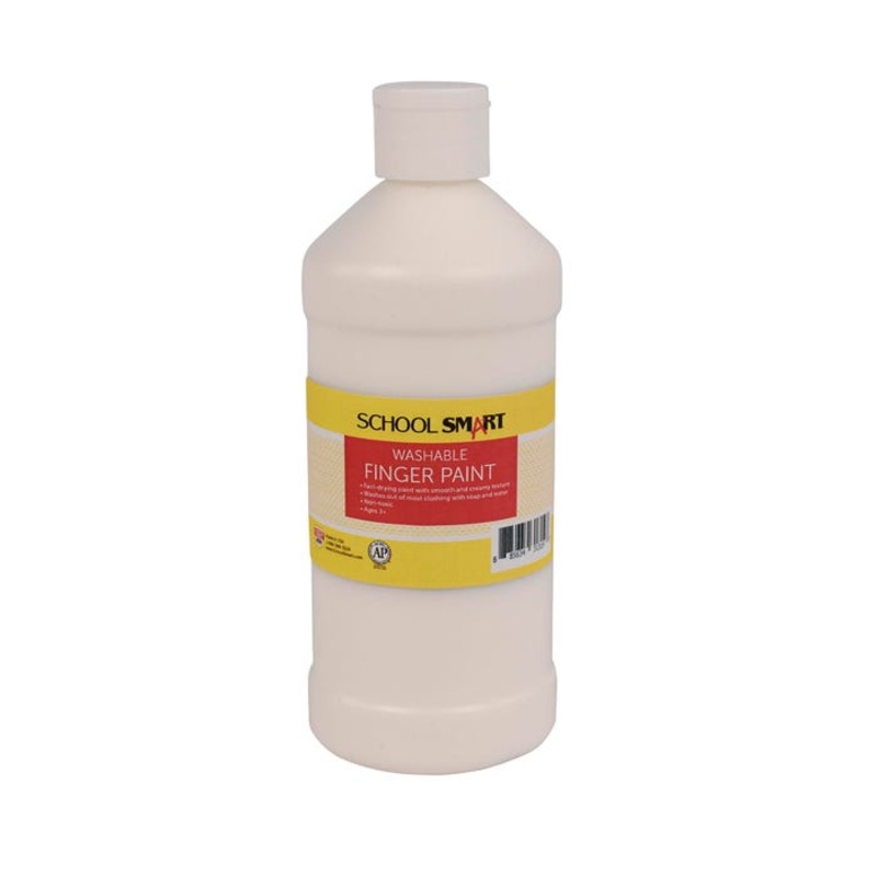 School Smart Washable Finger Paint, White, 1 Pint Bottle