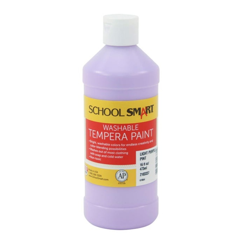 School Smart Washable Tempera Paint, Pint, Light Purple