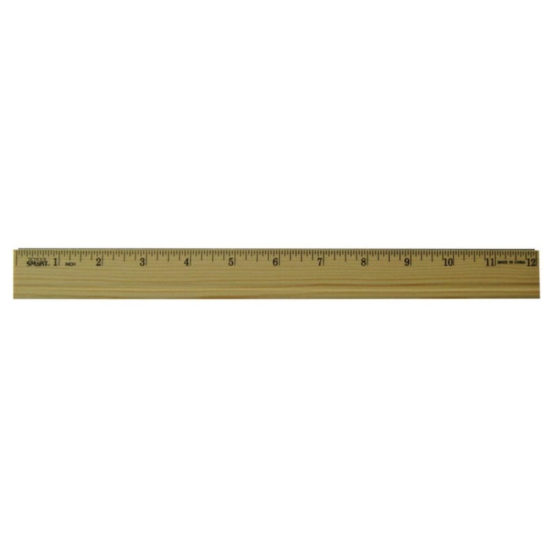 School Smart Wood Ruler with Metal Edge, Single Beveled, 12 Inches