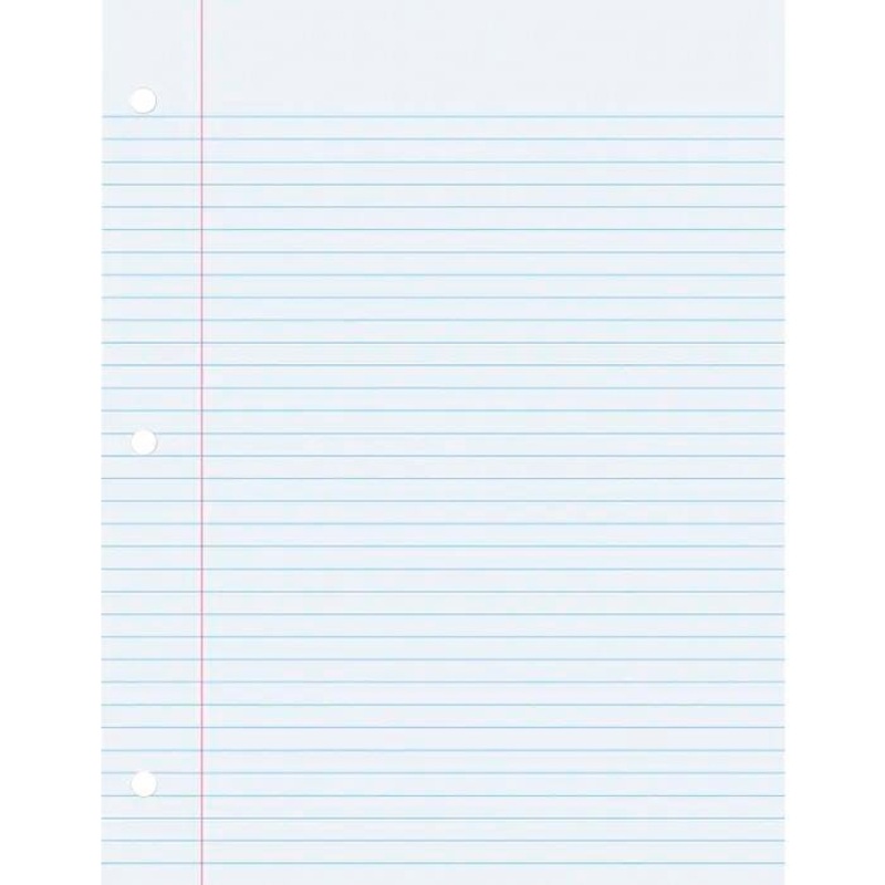 School Smart 3-Hole Punched Filler Paper w/ Red Margin, 8-1/2 x 11 Inches, College Ruled, 200 Sheets