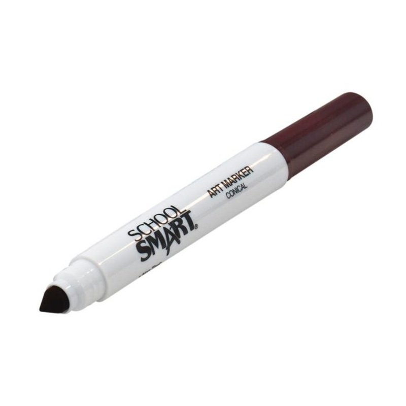 School Smart Art Markers, Conical Tip, Brown, Pack of 12