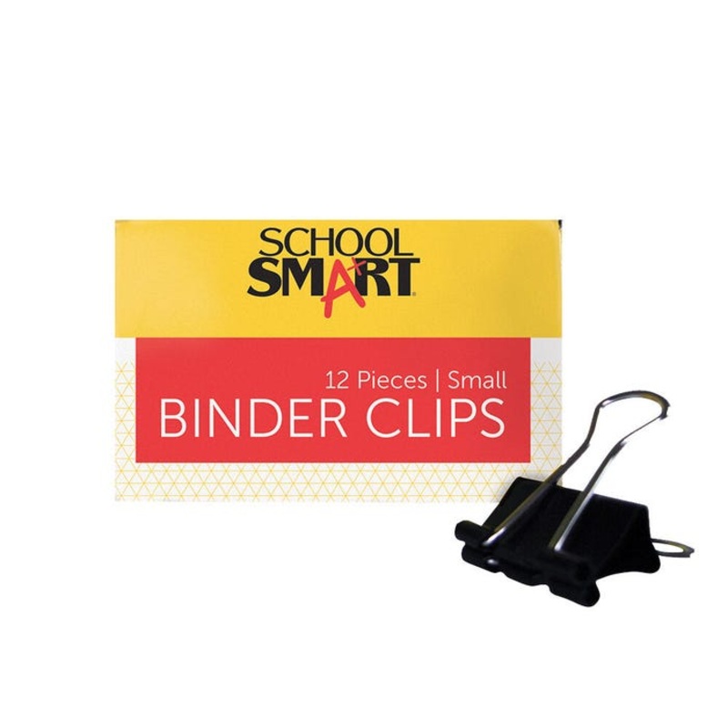 School Smart Binder Clips, Small, 3/4 Inches, Pack of 12