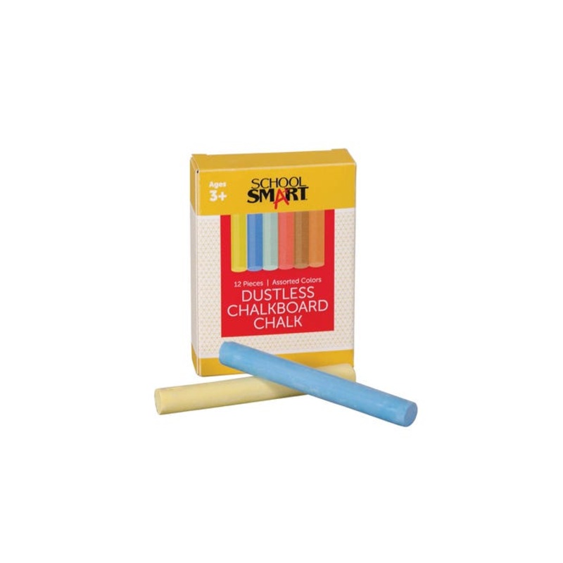 School Smart Chalkboard Chalk, Assorted Colors, Pack of 12