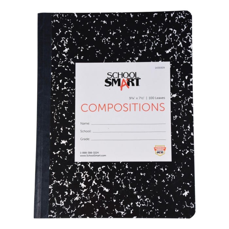 School Smart College Ruled Composition Book, 9-3/4 x 7-1/2 Inches, 100 Sheets