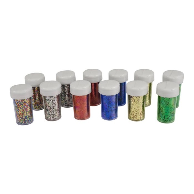 School Smart Craft Glitter, 3/4 Ounces, Assorted Colors, Pack of 12