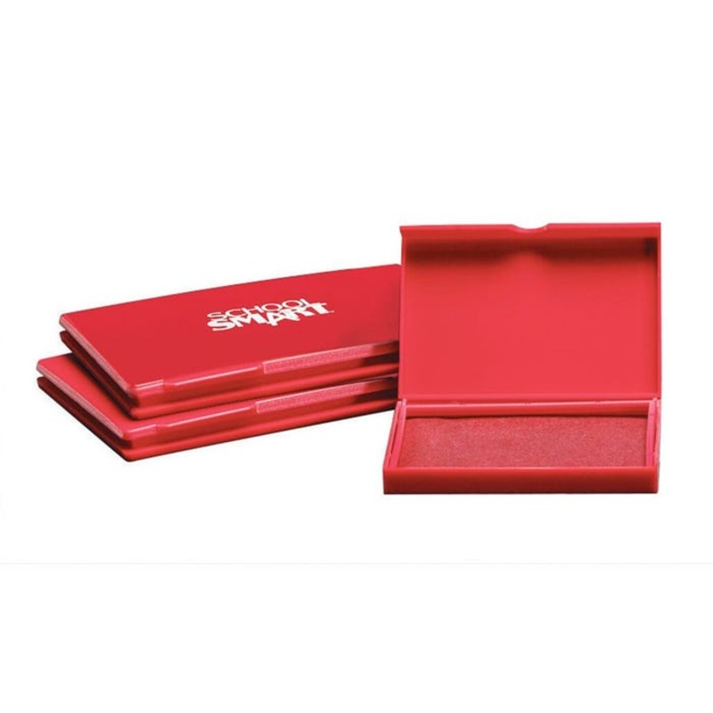School Smart Felt Pre-Inked Stamp Pad, 3 x 4 Inches, Red
