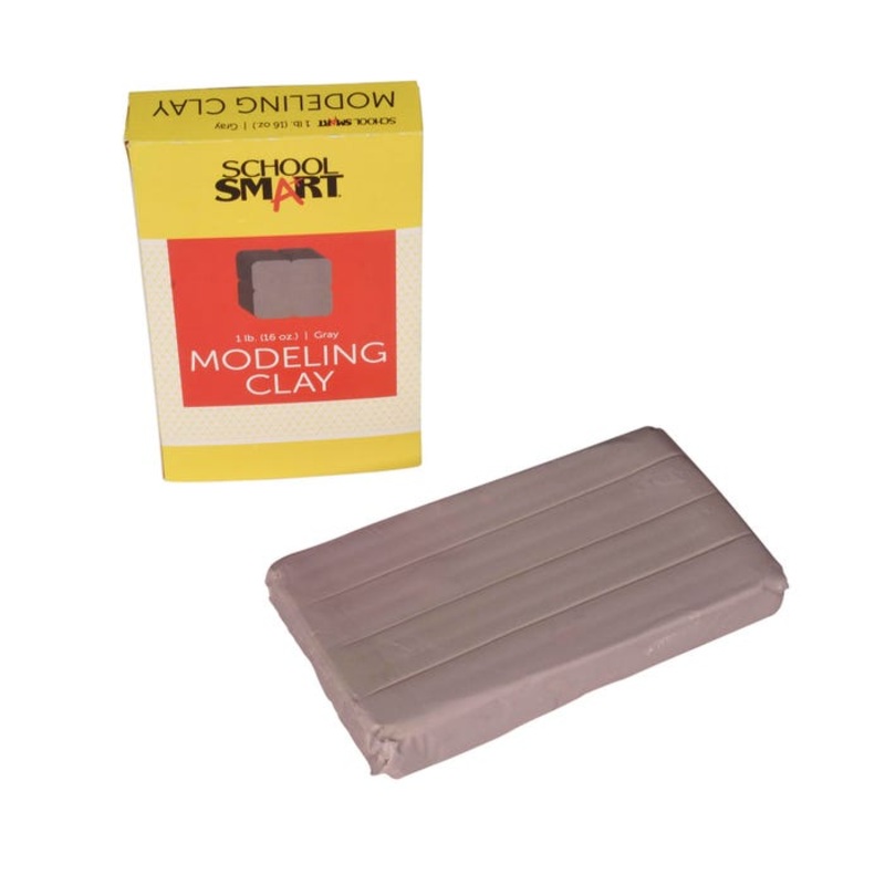 School Smart Modeling Clay, Gray, 1 Pound