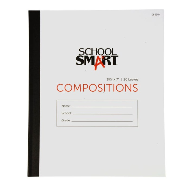 School Smart Stitched Cover Composition Book, Red Margin, 8-1/2 x 7 Inches, 40 Pages