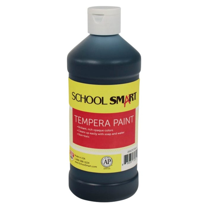 School Smart Tempera Paint, Black, 1 Pint Bottle