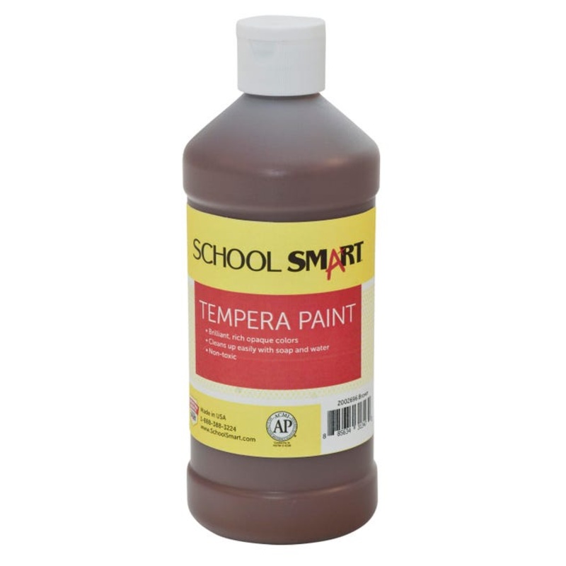 School Smart Tempera Paint, Brown, 1 Pint Bottle