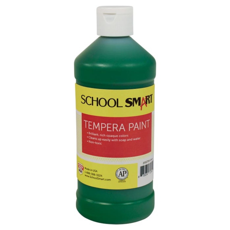 School Smart Tempera Paint, Green, 1 Pint Bottle